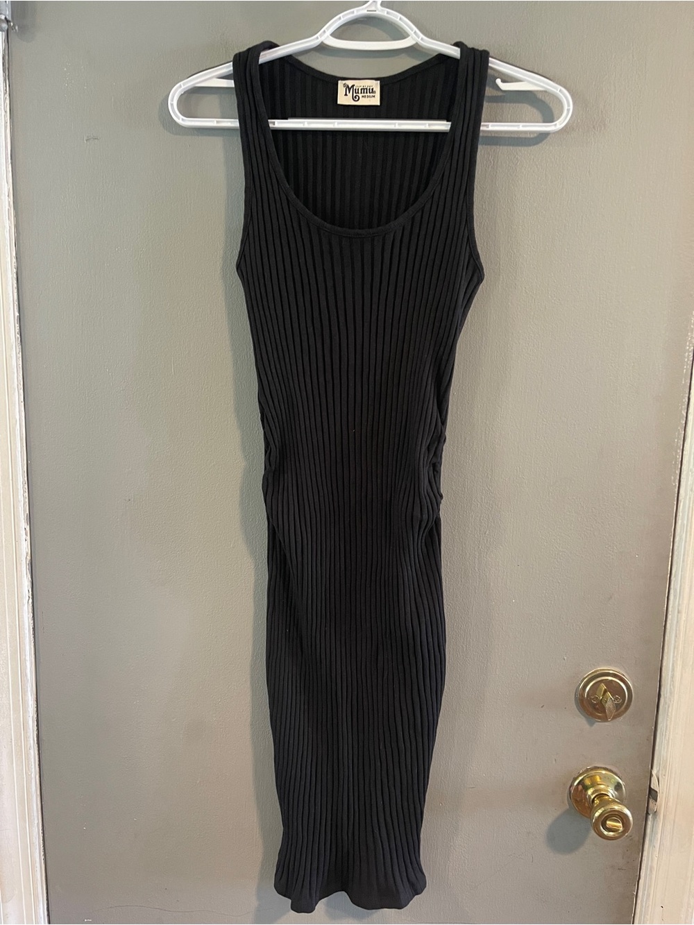 Show Me Your MuMu Knocked Up Black Ribbed Tank Maternity Midi Dress M